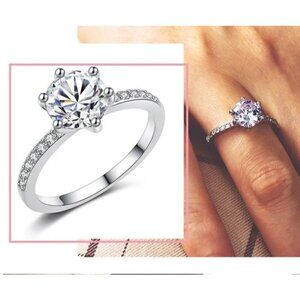 Solitaire Simulated Diamond Engagement Ring Round Cut